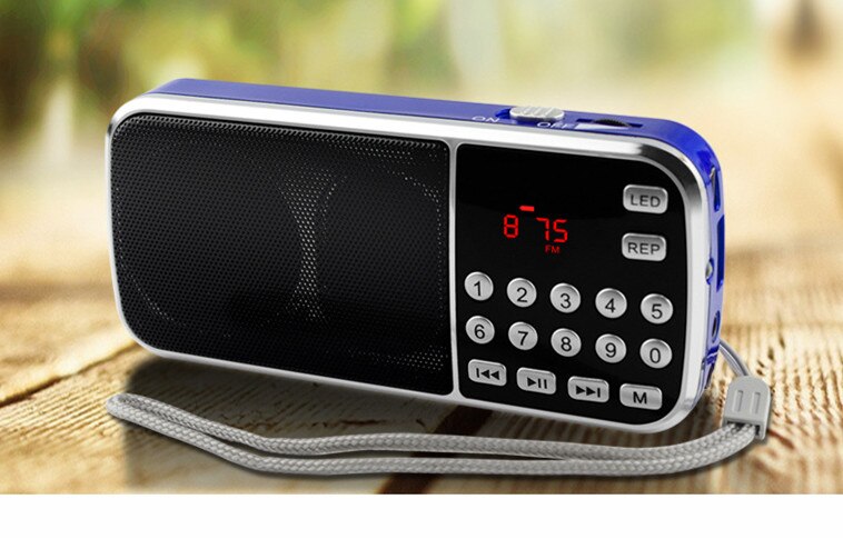Card Radio For The Elderly L-088 Multifunctional Mini Portable Radio Support Radio/USB/TF Card/AUX/Headphone: blue