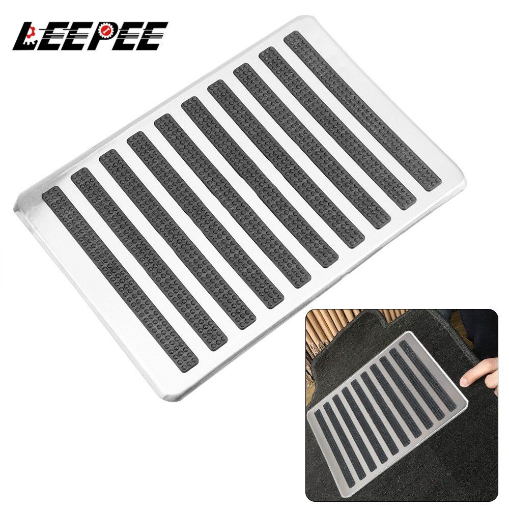 LEEPEE Auto Interior piso Mat parche coche lado piso alfombra alfombras de placa de acero inoxidable alfombra pie talón Pedal reemplazos