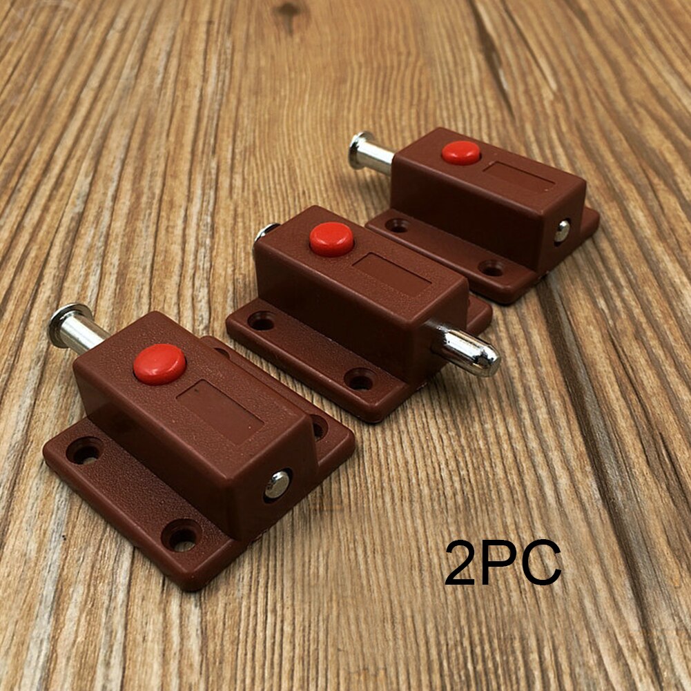 2Pcs Plastic Automatic Button Latch Door Exposed Spring Latch Furniture Hardware Safe, Convenient 37mm*35mm