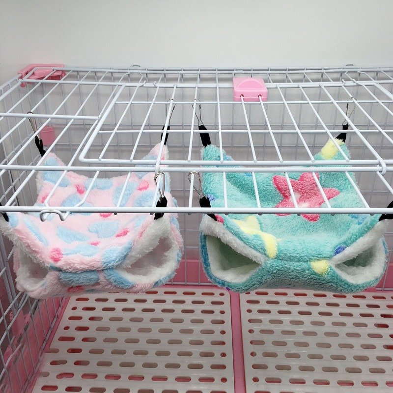 Dubbel Gelaagde Hamsterkooi Slaaphangmat Print Cavia Kleding Bed Knaagdier Hangmat Chinchilla Kooi Klein Huis