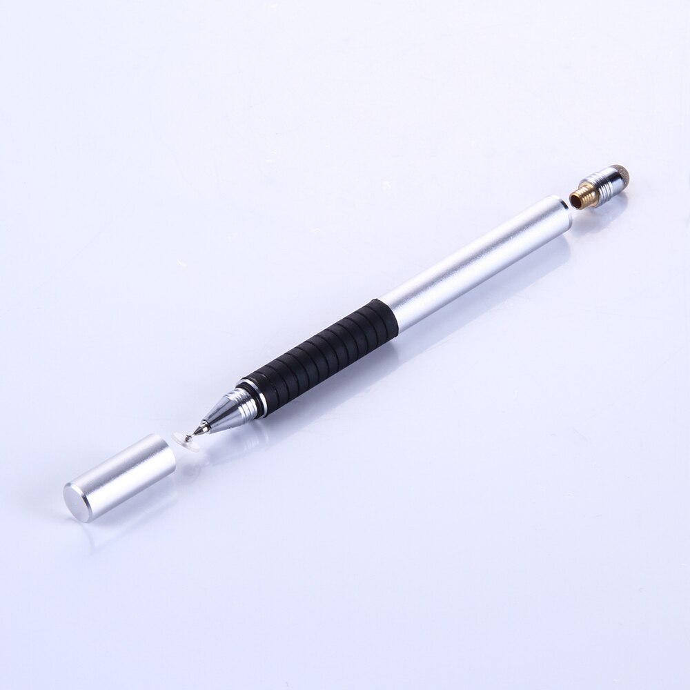 Universele 2 In 1 Stylus Pen Tekening Tablet Pennen Capacitieve Scherm Touch Pen Voor Mobiele Telefoon Smart Pen Accessoires: Zilver