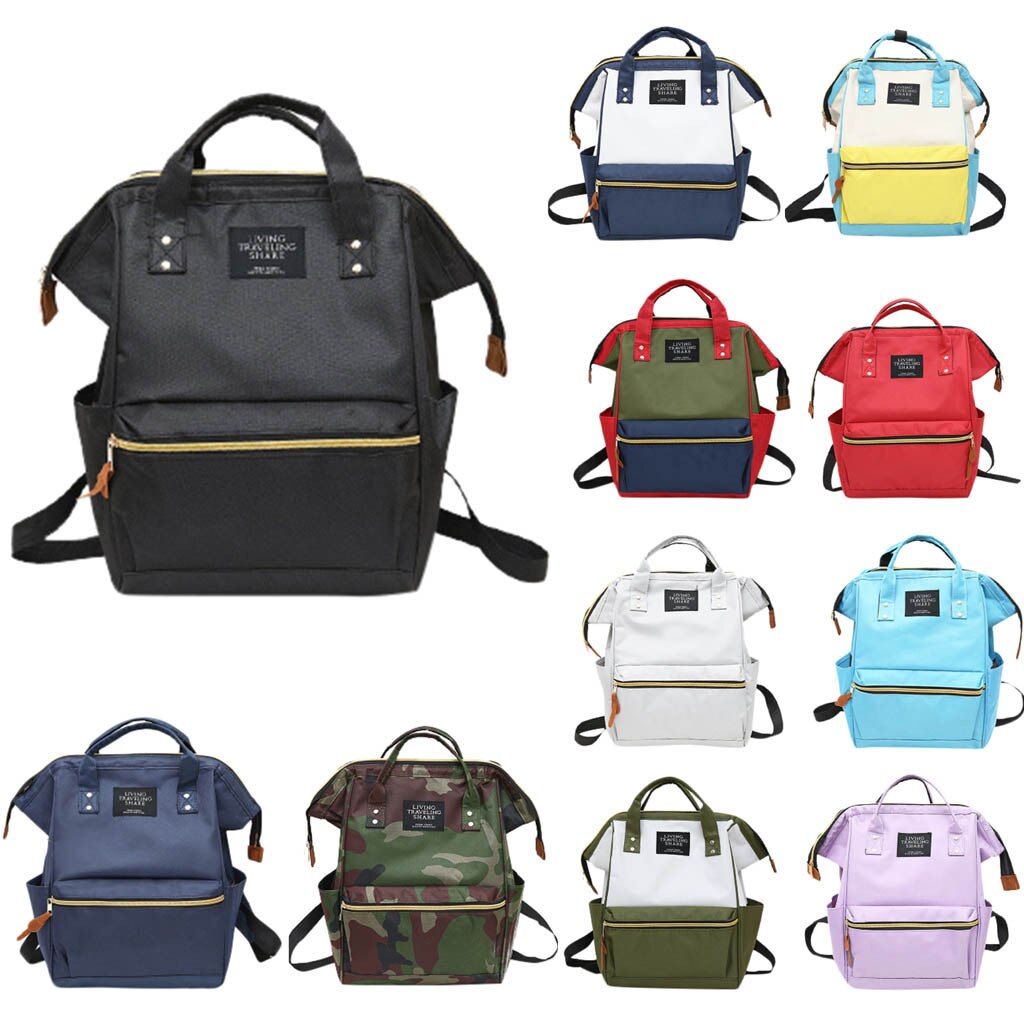 Backpack Living Travelling Share Unisex Solid Backpack School Travel Bag Double Shoulder Bag Zipper Bag