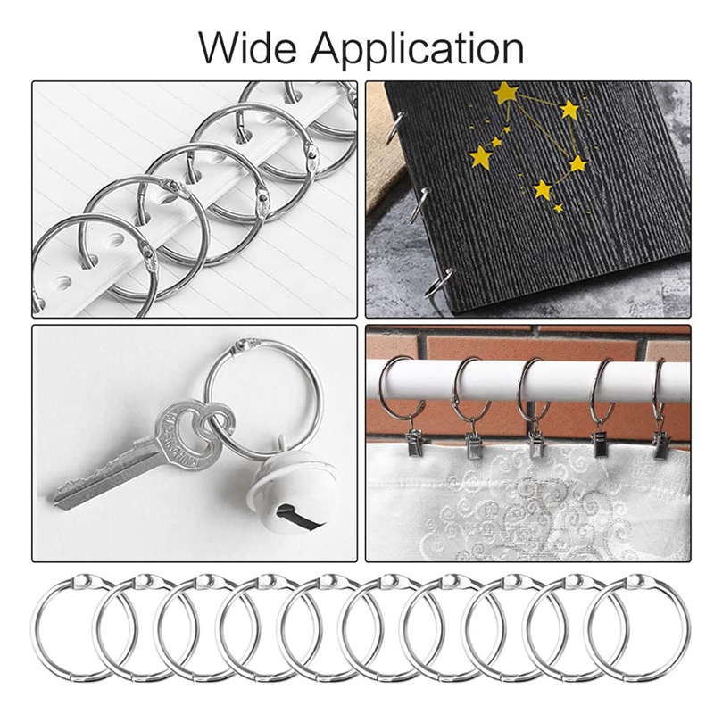 120 Pcs Binder Rings 25mm Metal Book Rings Loose Leaf Binder Rings Index Card Ring Binder for Scrapbook Flashcard