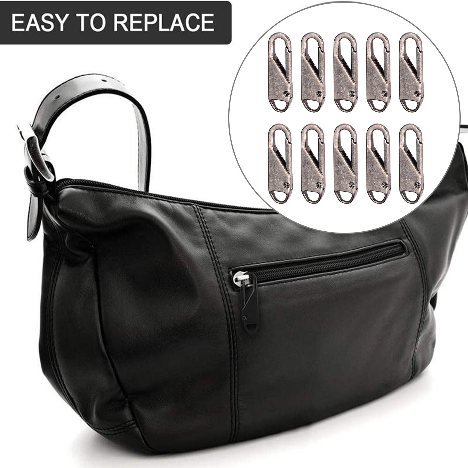 10 Pack Zipper Pull Metal Zipper Repair Tab Extenders Fixer Broken Fastener