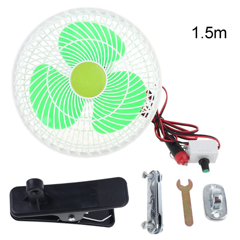 12V SUV Car Stepless Speed Air Cooling Fan Automobile Vehicle Swing Clip Fan: white