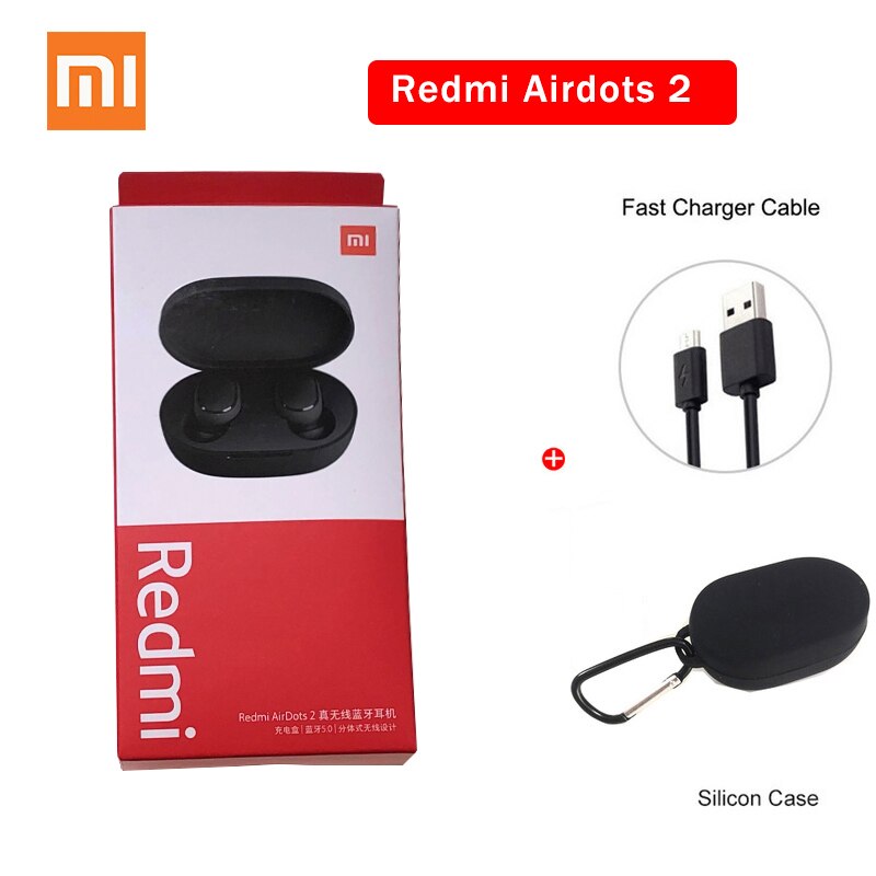 Xiaomi Redmi AirDots 2 TWS Bluetooth 5.0 Noise Reduction with Mic AI Control Redmi AirDots S True Wireless Headset: Airdots 2 black usb