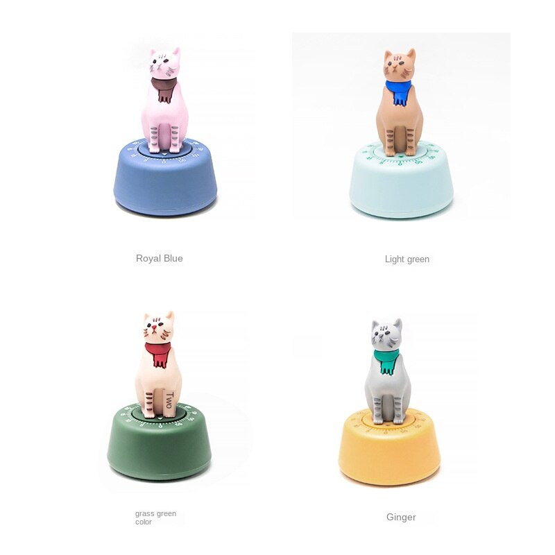 Cute Cat Timer Student Studying Time Manager Kitchen Timer Mechanical Reminder Cooking Tools Multifuctional Mordern Timer LD567