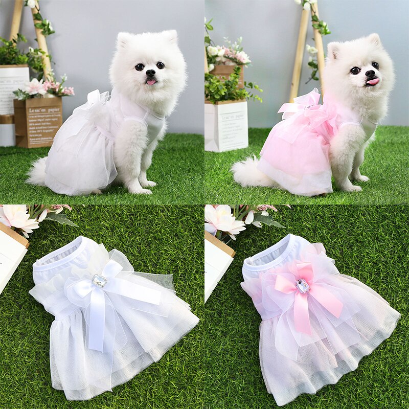 Sweet Pet Dress Cute Dog Wedding Dress Cat Princess Dress Sweet Bow Skirt Pet Supplies Bowknot Pet Dress Spring Summer Clothes