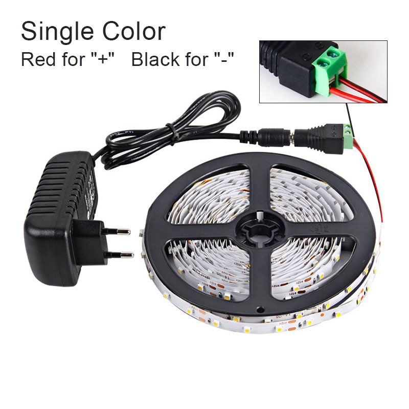 5 Meter 300Leds SMD RGB LED Strip Licht 3528 2835 1M LED Light RGB Leds tape diode lint flexibele Controller DC 12V Adapter set