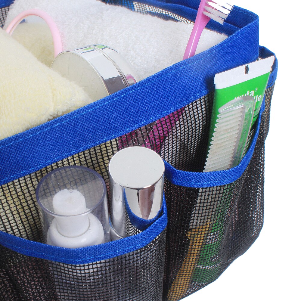 Bolsas de mano de malla para ducha, neceser colgante Oxford y organizadores para el baño con 8 compartimentos de almacenamiento para accesorios de baño, color negro