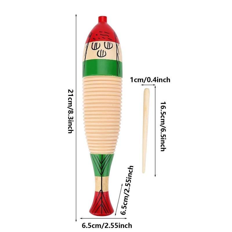 Instrumento de percusión de Guiro de madera, Juguete musical de mano con raspador, forma de pez