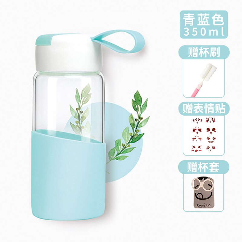 Summer Transparent Fitness Glass Cute Water Bottle Outdoor Cute Baby Eco Friendly Gym Portable Para Agua Drinkware BY50SP: style11