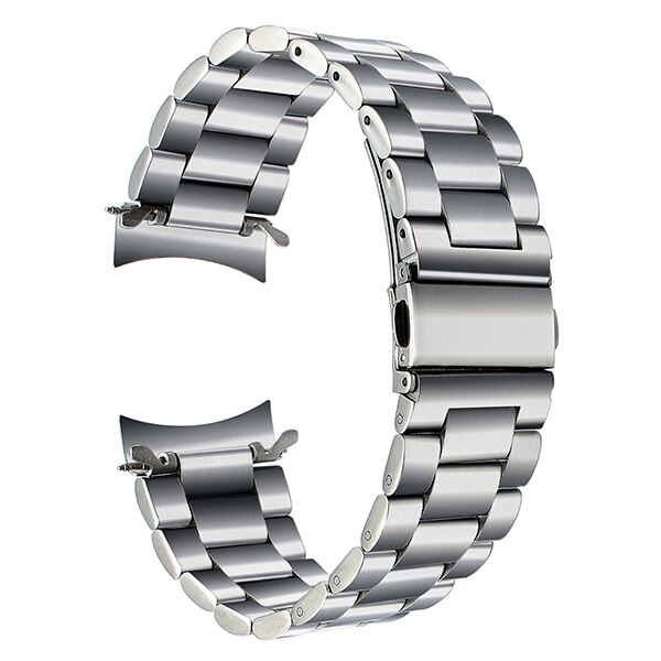 22mm roestvrijstalen horlogebandjes met snelsluiting voor samsung gear  s3 classic frontier polsband met schakels, zwart en zilver: Zilver met adapter