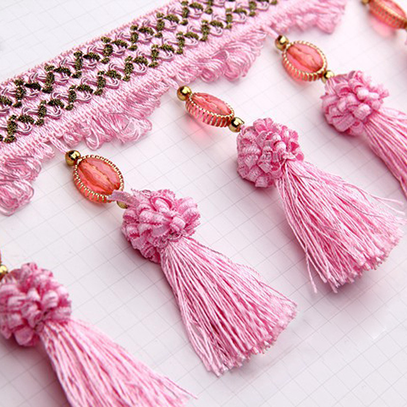 Kristal Kralen Gordijn Kant Luxe Woondecoratie Aardbei Kristal Fringe Trim DIY Tafelkleed Bruiloft Decoratie Accessoires: Brass