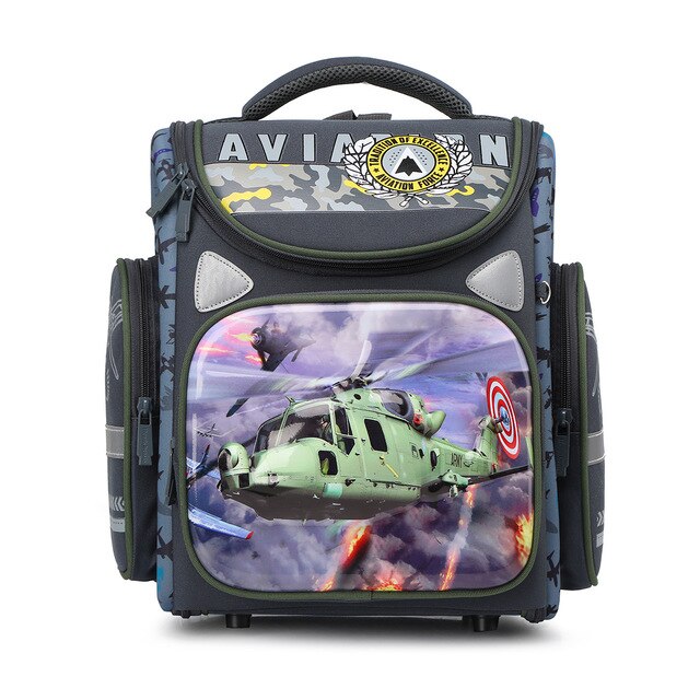 Orthopedic School Bags For Girls Cartoon Cat 3D Folded Backpacks Boys Waterproof Children School Bag Kids Mochila Escolar: plane