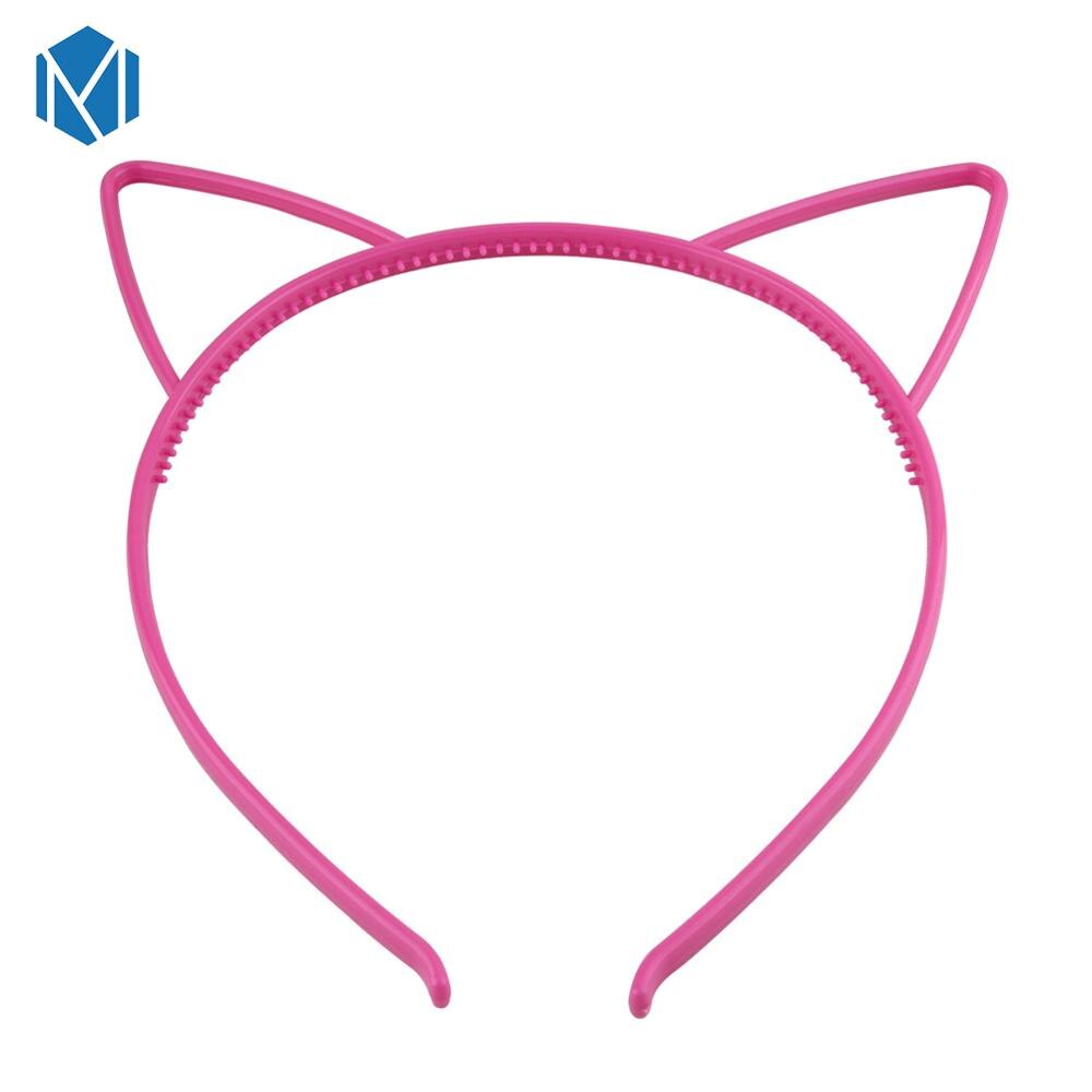 M mism 1 st tjejer katt öron pannband krondiadem prinsessa med plast djur hår band fjäril rosett tillbehör huvudbonad tjej
