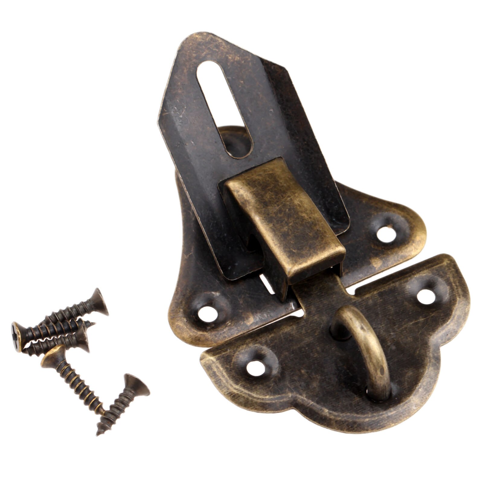 1pc antik bronzekasse låse hasp smykker bryst vin trækasse kasse skifte lås kuffert hasp krog lås med skruer