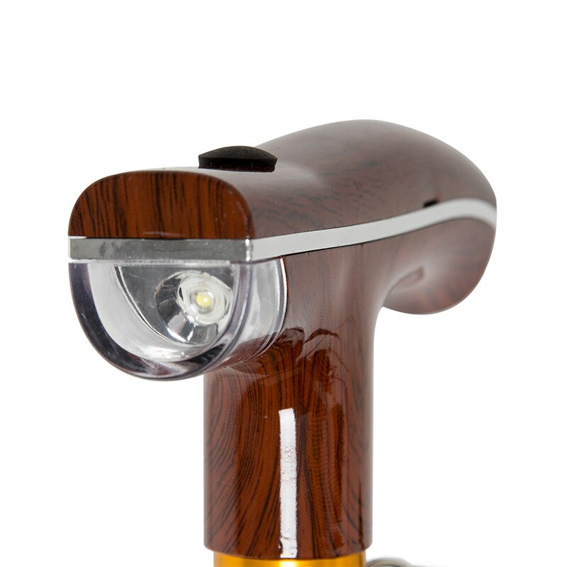 old man stick with lamp intelligent wood color multifunctional crutch scalable lighting rod old outdoor walking stick