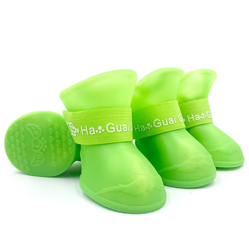 S Dog Shoes Pet Waterproof rain Balloon Rubber Boots Footwear cat Socks For small dogs Corgi Teddy Bichon: Green