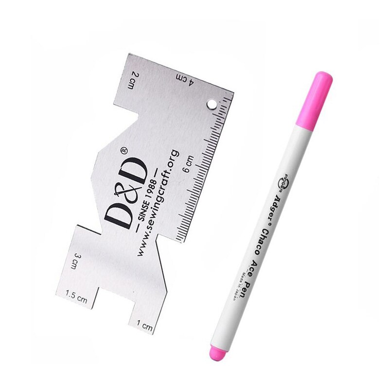 Water Erasable Pen Fabric Marker Pen & Metal Sewing Measuring Gauge Patchwork Ruler DIY Tailoring Craft Sewing Tools