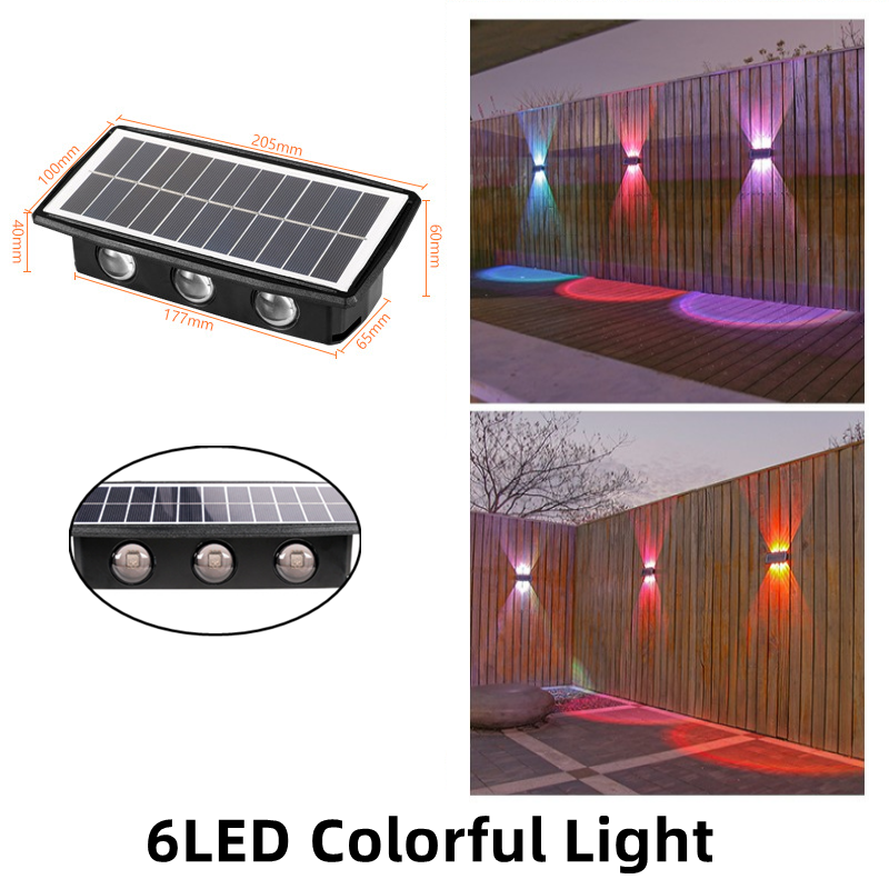 Lámpara Solar de pared Led para exteriores, decoración impermeable, lámpara de jardín, iluminación luminosa arriba y abajo para pared, porche, balcón, jardín y calle: Amarillo limón / 6-10 vatios