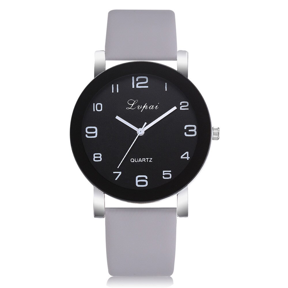 Horloges Vrouwen Romeinse Cijfers Disc Quartz Horloge Lederen Band Horloge Dames Klokken Relogios Feminino Fi: Gray