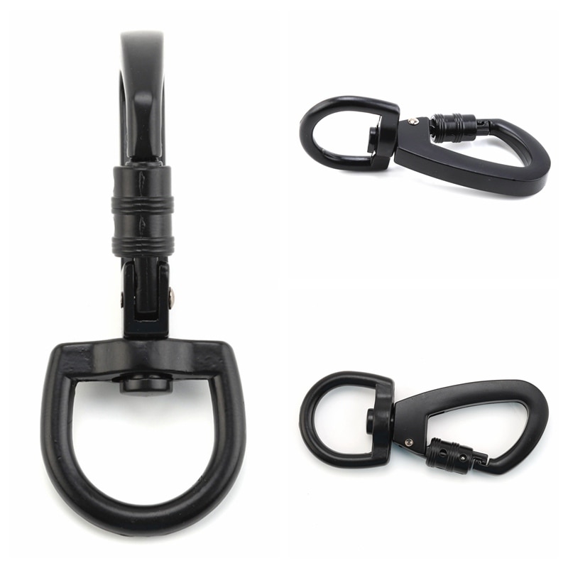 D-type Buckle Auto Locking Carabiner Swivel Rotating Ring Climbing Keychain Hook