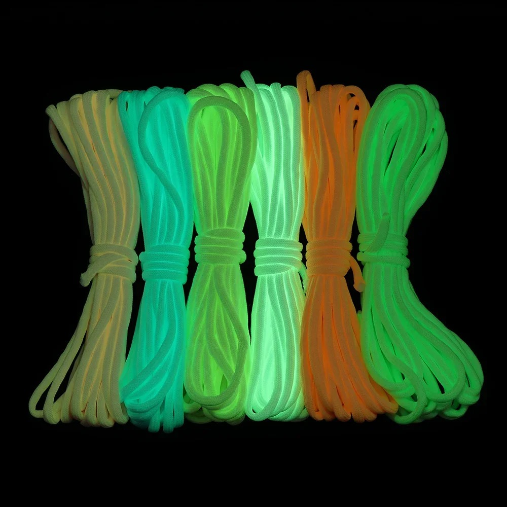 Im Dunkeln leuchtendes Leuchtseil, 9 Stränge, 4 mm Paracord, Nylon, 550 Zeltschnur, Outdoor-Fallschirm-Lanyard, Camping, Überleben, EDC