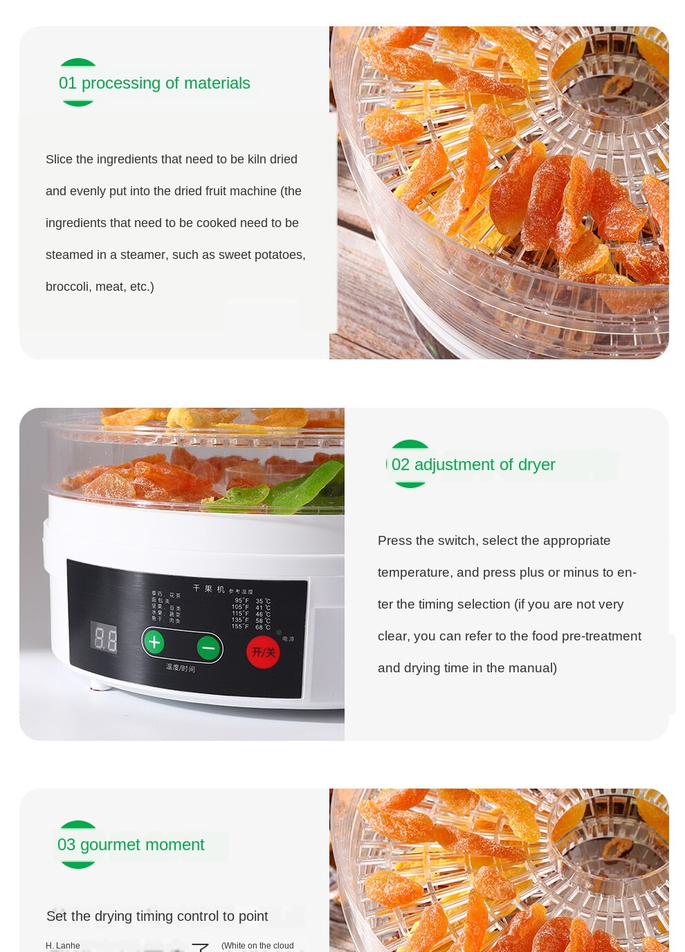 Electric Food Dehydrator for Fruits and Vegetables 350W Temperature Adjustment 5 trays Snacks Air Dryer 110/220V