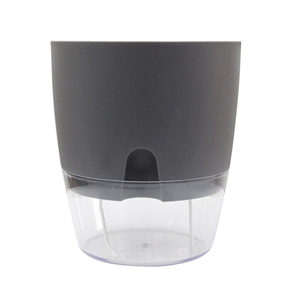 Maceta de agua de plástico de 2 niveles redonda de resina con autorriego hidropónico maceta para plantas hogar Oficina jardín decoración tiesto redondo: Grey / M