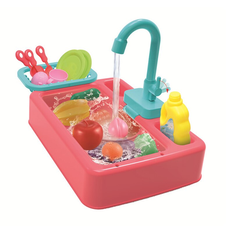 Juguete de cocina de simulación de plástico, pequeño lavamanos eléctrico para piscina, fregadero para infantil, juguete para jugar a las casitas: 01