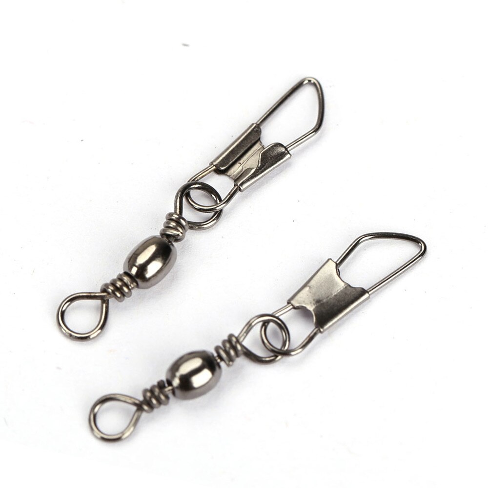 100Pcs Vissen Barrel Swivel Pin Connector Solid Ringen Met Interlock Snap TOO789