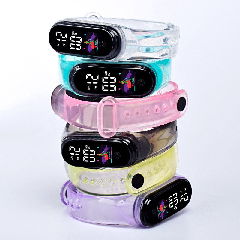 Reloj electrónico deportivo para hombre y mujer, pulsera Digital LED, transparente, a la