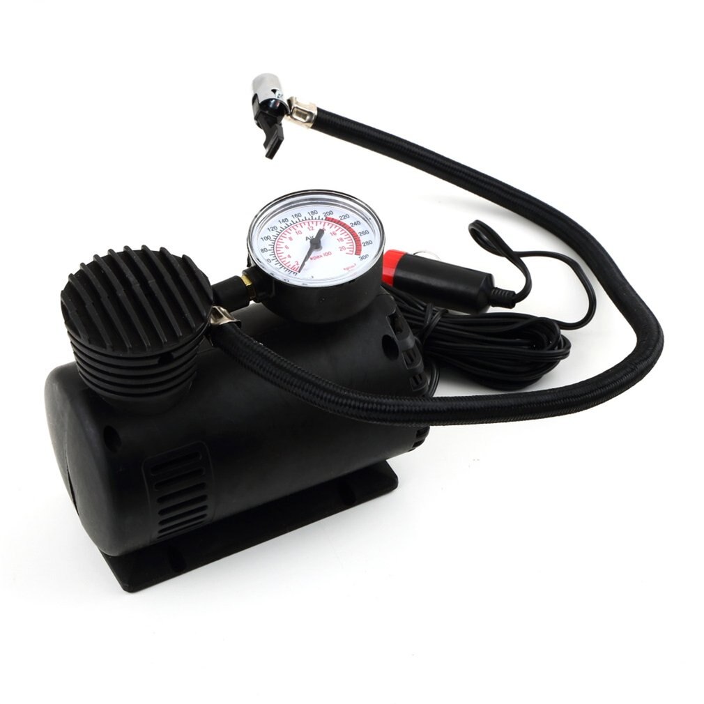 Svart bærbar allsidig 12v 300 psi bildekk dekk inflator pumpe mini kompakt kompressor pumpe bil sykkel dekk luft inflator
