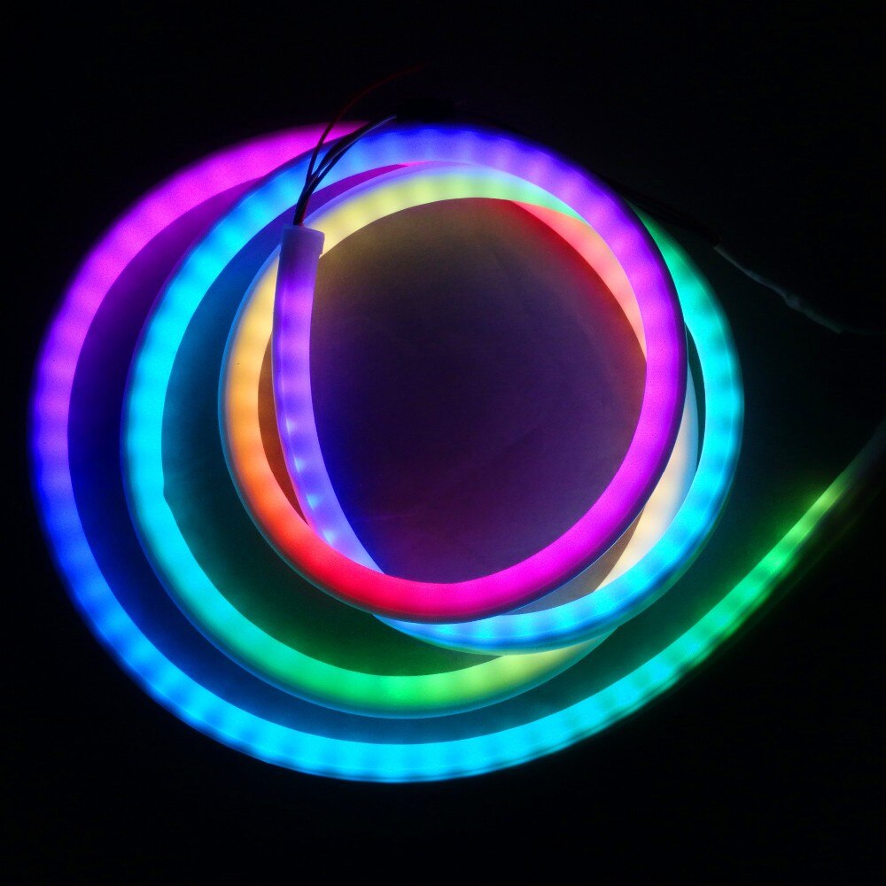 5m DC5V SK6812 RGB addressable led neon pixel light,RGB full color;60leds/m with 60pixels/m;waterproof in milky white tube