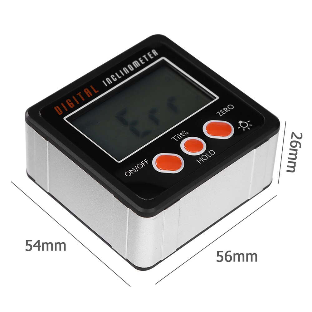 Elektronische Gradenboog Digitale Inclinometer 0-360 Aluminiumlegering Digitale Bevel Box Hoek Gauge Meter Magneten Base Meten