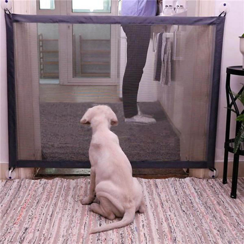 Puerta de malla plegable portátil para perros, valla de aislamiento para mascotas, barrera de caída para cachorros, recinto de guardia de seguridad para mascotas: L(180x75cm)
