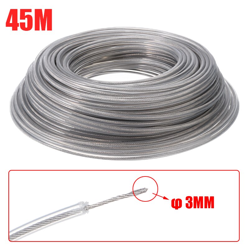 1 Roll Trimmer Wire Rope Strimmer Cord Line Roll 45m Length For Garden Tool Parts 3mm Dia Steel Wire Grass Trimmer Garden Tools