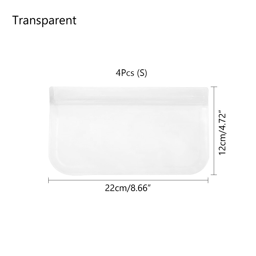 4Pcs Sandwich Pouch Containers Reusable Food Storage Bag Silicone Leakproof Fresh Fruit Pouch Freezer Bags Cup Ziplock Shut