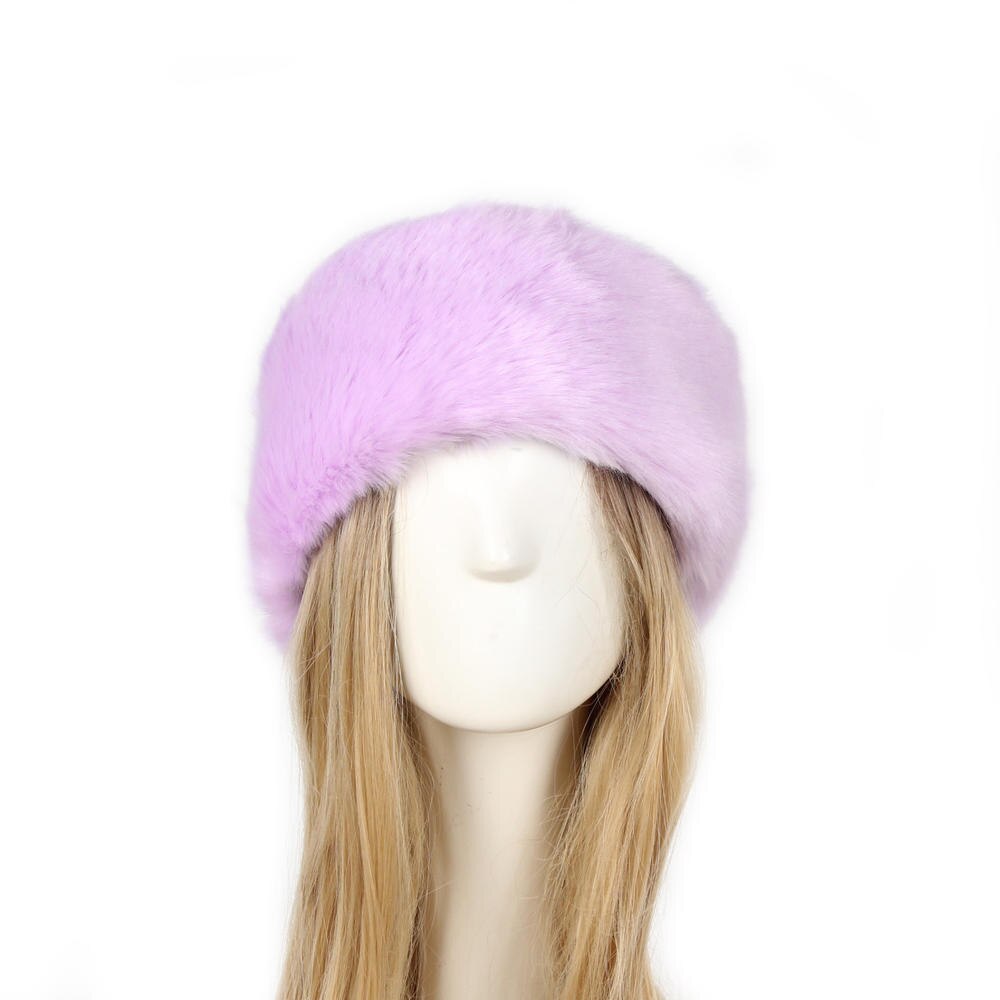 Women Ski Headband Hat Fluffy Winter Warm Ear Flap Faux Fur Cap Fluffy Warm Flap Cap Ear Headband Russian Style