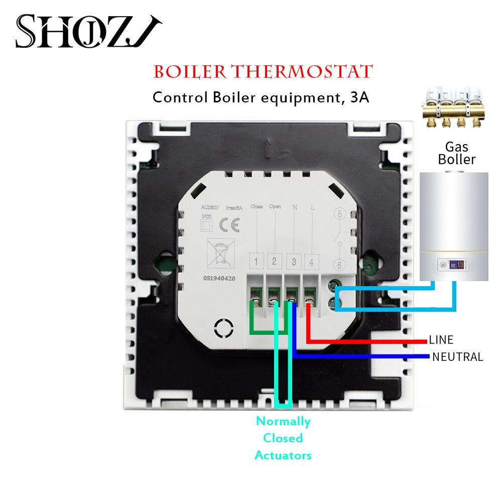 SMART HOME WiFi Temperature Controller Thermostat for Water Floor Digital Electric Floor Heating Control Controller: NO WIFI GAS / BLACK