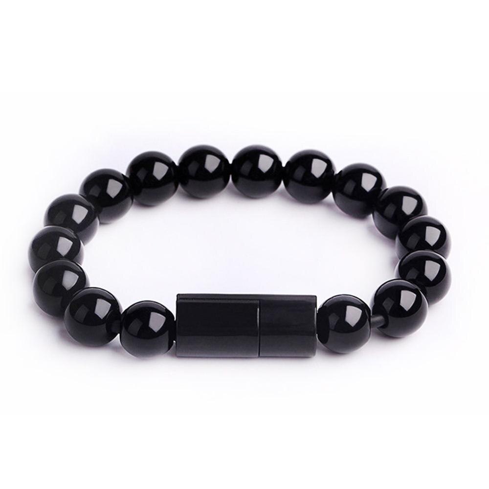 Micro USB2.0 USB Daten Sync Lade Kabel Bead Armband Ladegerät Reine Farbe Für IPhone Android 8pin Typ C für samsung: for iPhone / Black