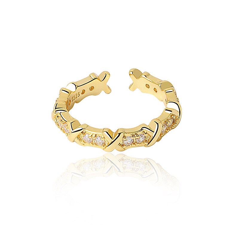 Réel 925 en argent Sterling géométrique étoiles zircon réglable anneau minimaliste Fine bijoux pour les femmes fête réglable