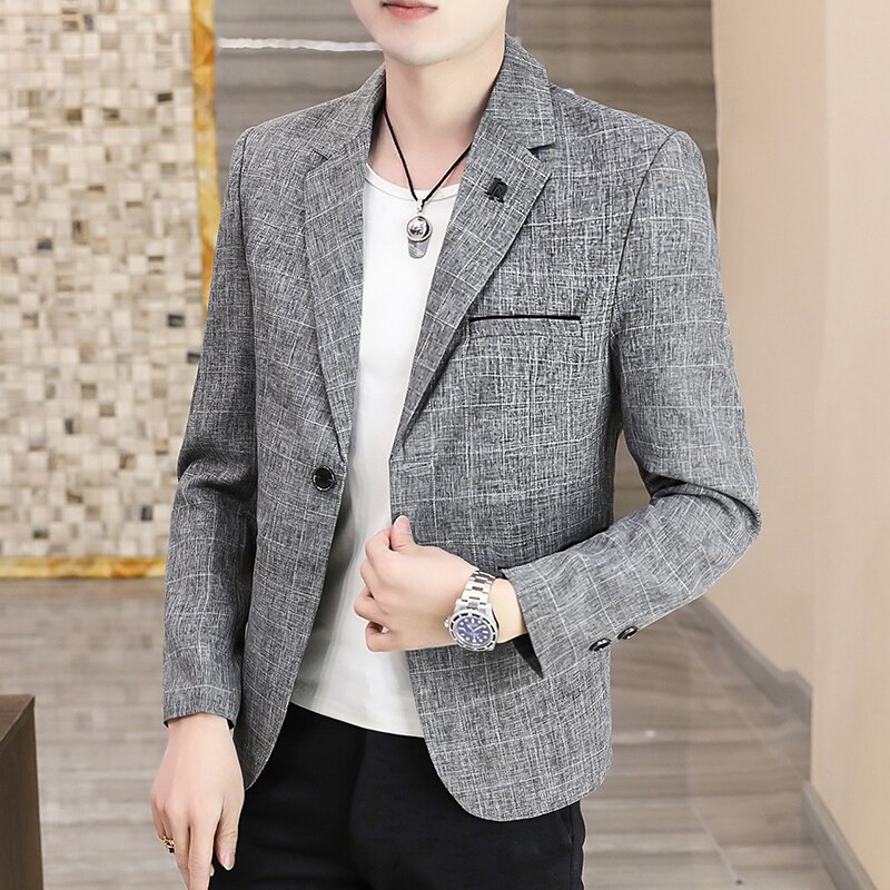 Men's casual small suit jacket Korean version slim student single suit business suit will be western men's clothing: Dark Grey / XXL  58-67.5kg