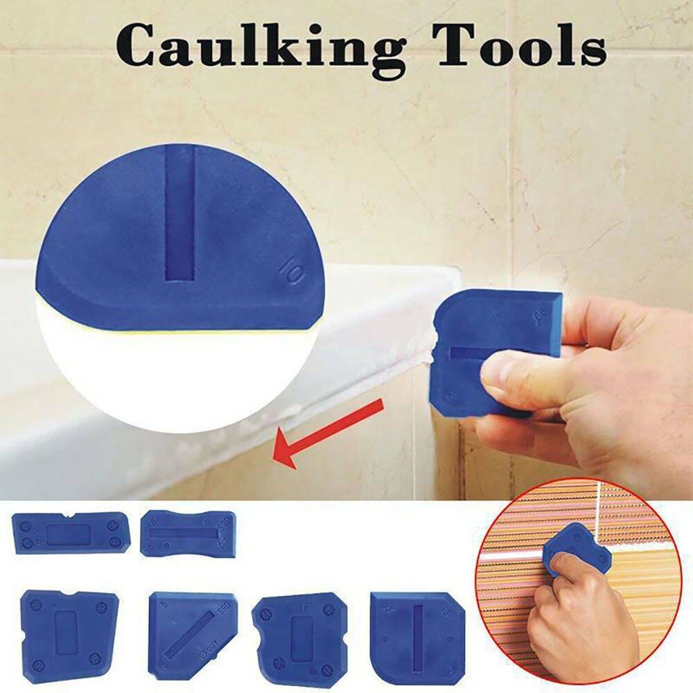 6pcs Replacement Fugi Grouting & Silicone Profiling & Applicator Scraper Tool Sealant Spreader Spatula Scraper Edge Repair Tools