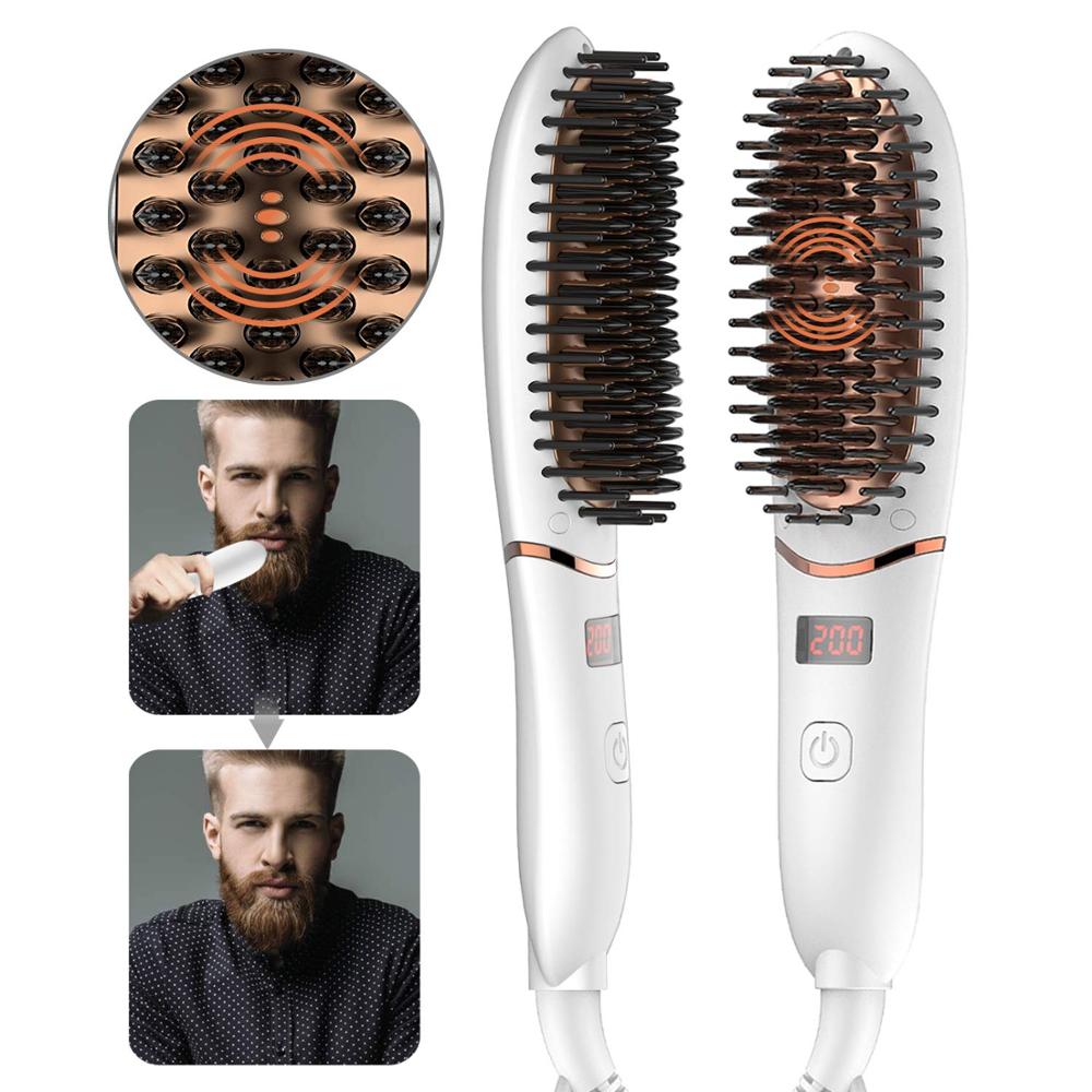Kit barbe pour homme peigne à lisser brosse à barbe chauffante moustache homme peigne à raser femmes brosse à lisser les cheveux