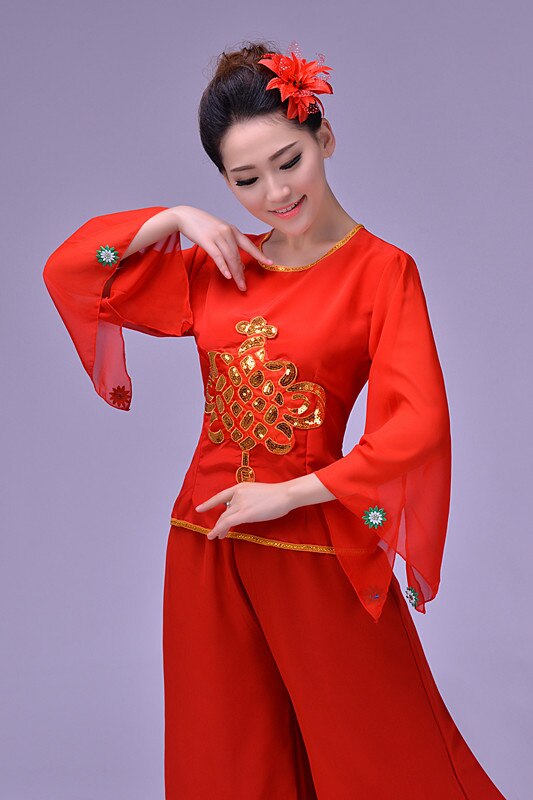 Hmong Clothes Dance Costumes Sequined Fan Dance Costume Chinese Folk Yangko Drum Spring Festival Performance