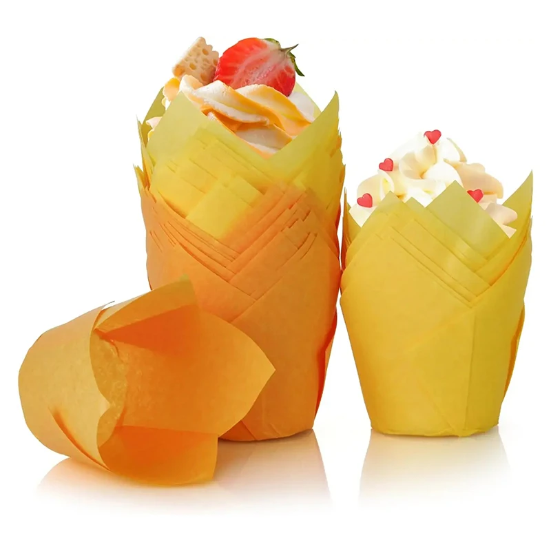 200 stücke Tulpe Muffin Cupcake Pappbecher öl dichte Cupcakes Liner zurück Muffin Kasten Tasse Kuchen Dekorations werkzeuge Muffin wickeln Fälle