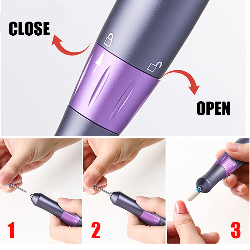 Nail Drill Machine For Electric Manicure Rechargeable Portable Nail Drill Pen For Gel Polish LCD Display Electric Manicure Drill