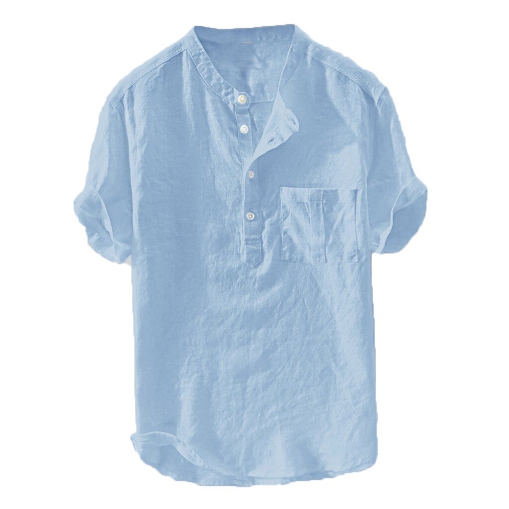 Mænds sommer ren bomuld hamp knap korte ærmer store bluse top s -2xl plus size hawaiian skjorter chemise homme: D / Xl